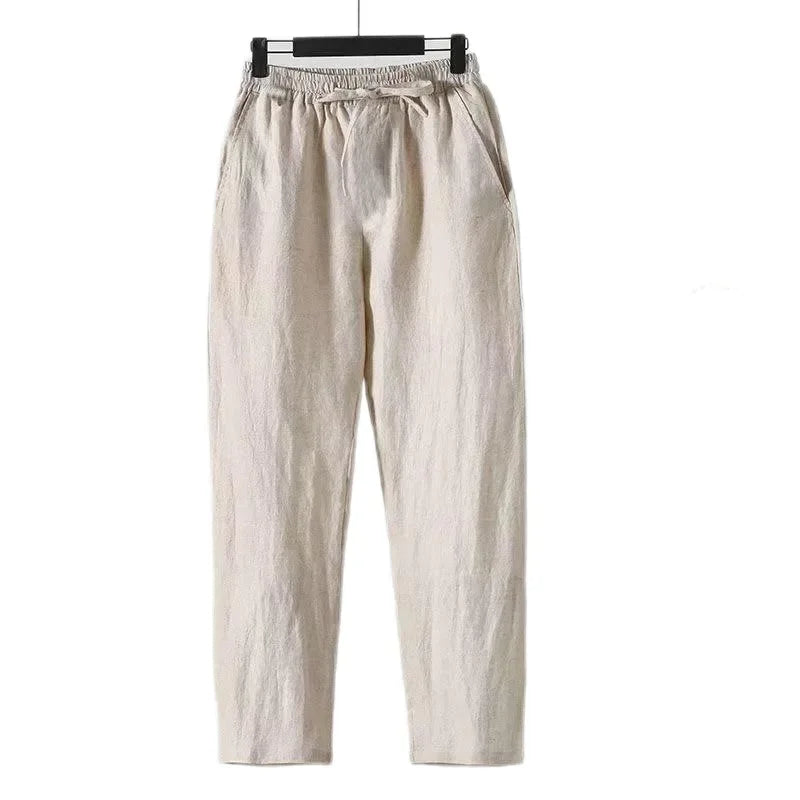 Fashion Solid Color Linen Pants Men Loose Cotton Hemp Men Casual Pants Men Summer Straight Pants Men Clothing