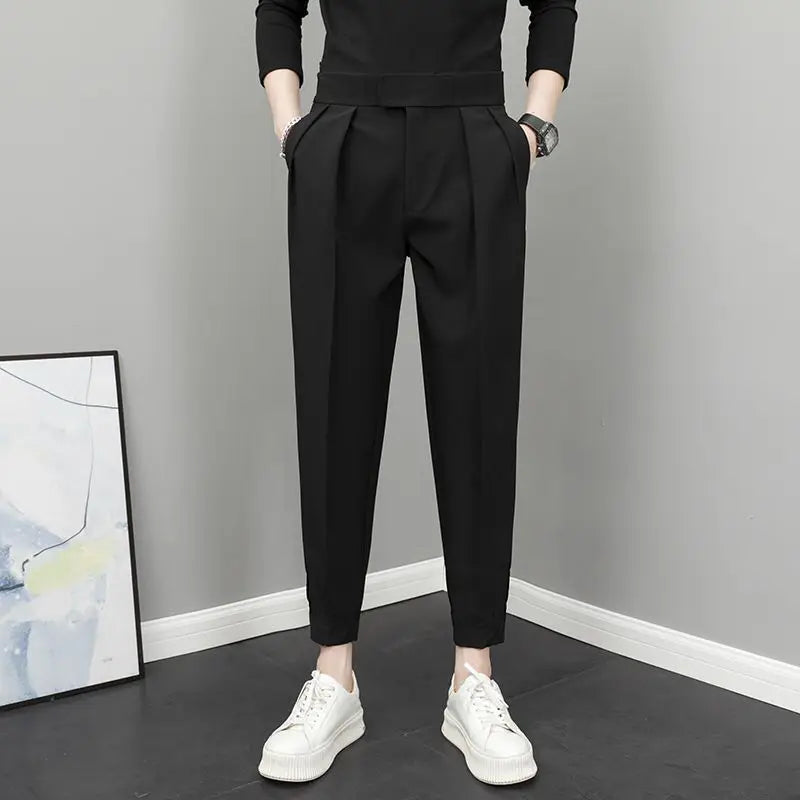 Relaxed Fit Pleated Pants - High Waist Streetwear