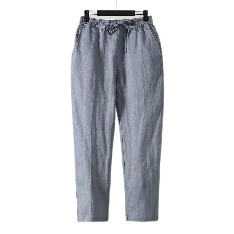 Fashion Solid Color Linen Pants Men Loose Cotton Hemp Men Casual Pants Men Summer Straight Pants Men Clothing