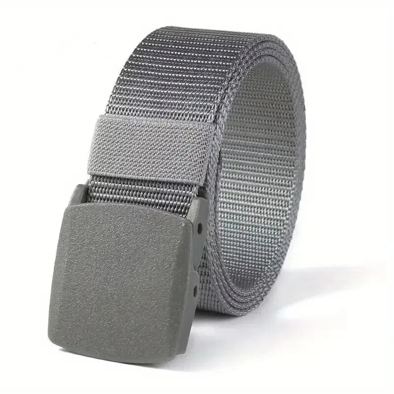 Men's Canvas Belt Plastic Buckle Metal-Free Tactical Waist Belt Outdoor Hiking Webbing Nylon Belt Women's Belt Neutral Belts New
