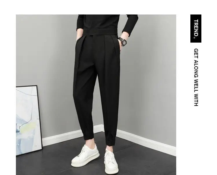 Relaxed Fit Pleated Pants - High Waist Streetwear