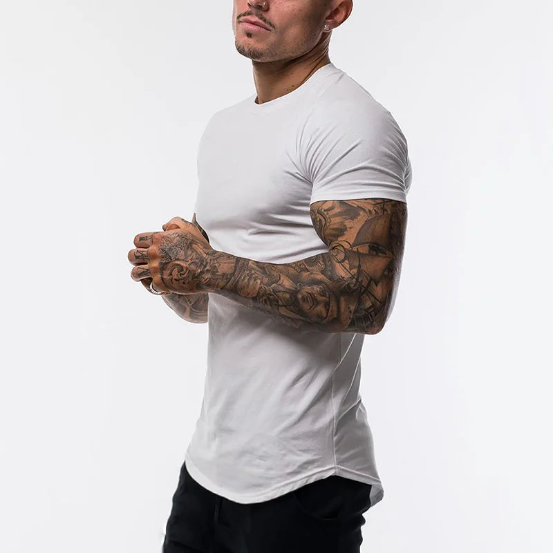 Gym Clothing Sports T Shirt Men Cotton Breathable Fitness Mens Short Sleeve T-shirt Running Tshirt Summer Tight Tee Shirt homme
