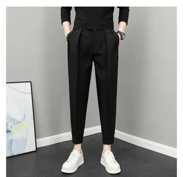 Relaxed Fit Pleated Pants - High Waist Streetwear