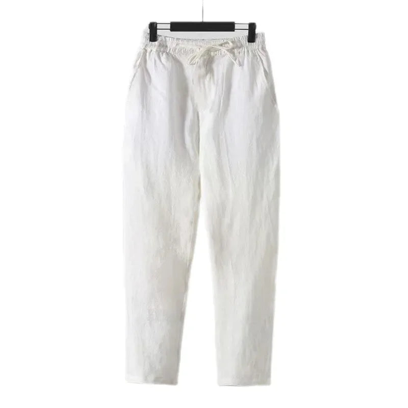 Fashion Solid Color Linen Pants Men Loose Cotton Hemp Men Casual Pants Men Summer Straight Pants Men Clothing