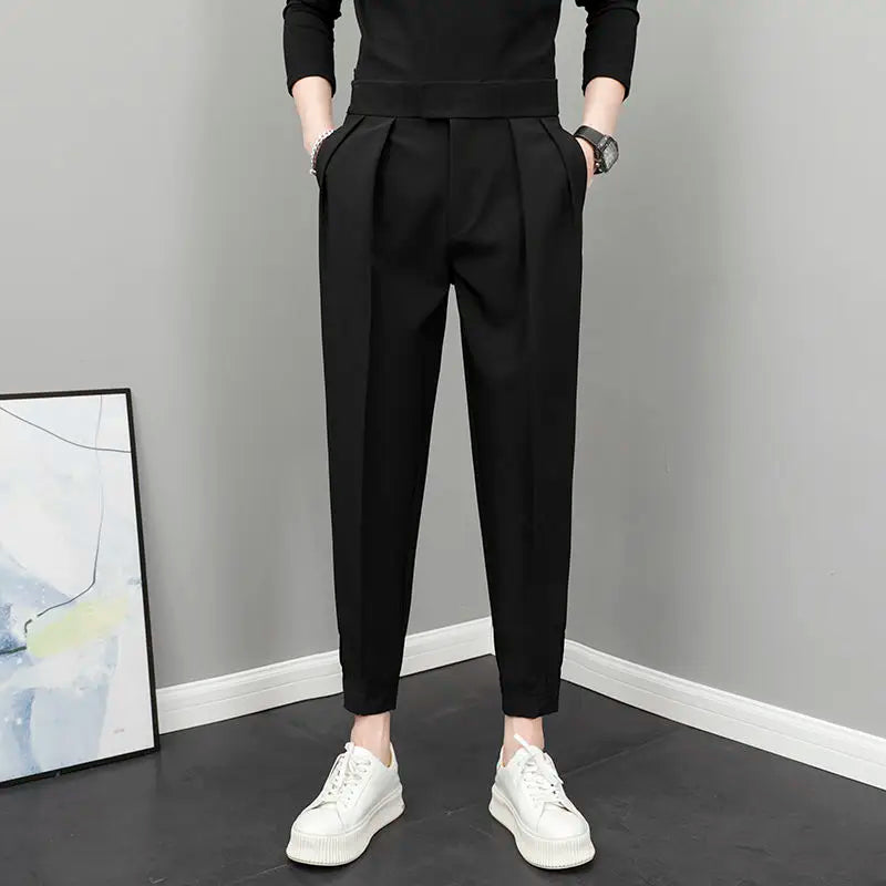 Relaxed Fit Pleated Pants - High Waist Streetwear