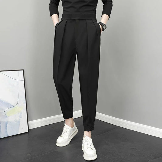 Relaxed Fit Pleated Pants - High Waist Streetwear