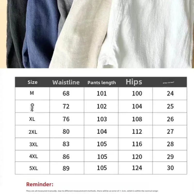 Fashion Solid Color Linen Pants Men Loose Cotton Hemp Men Casual Pants Men Summer Straight Pants Men Clothing