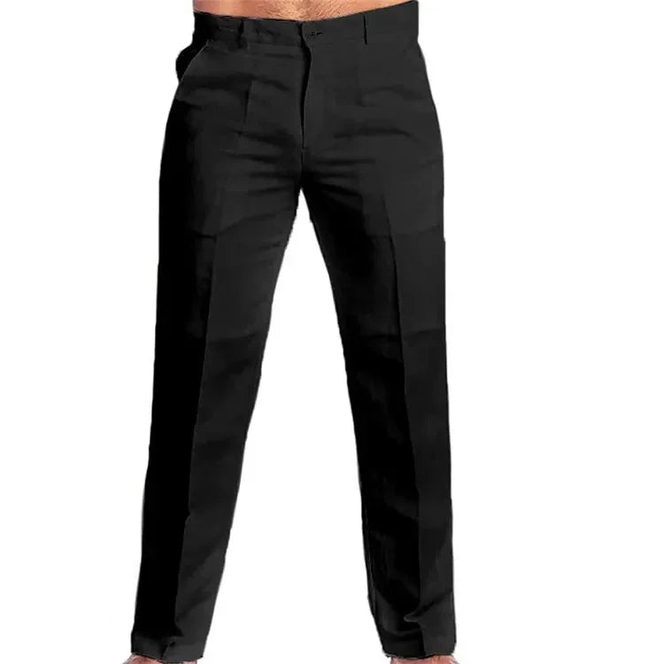 Men's Clothing Linen Slant Pocket Straight Solid Color Comfortable Breathable Daily Casual Pants