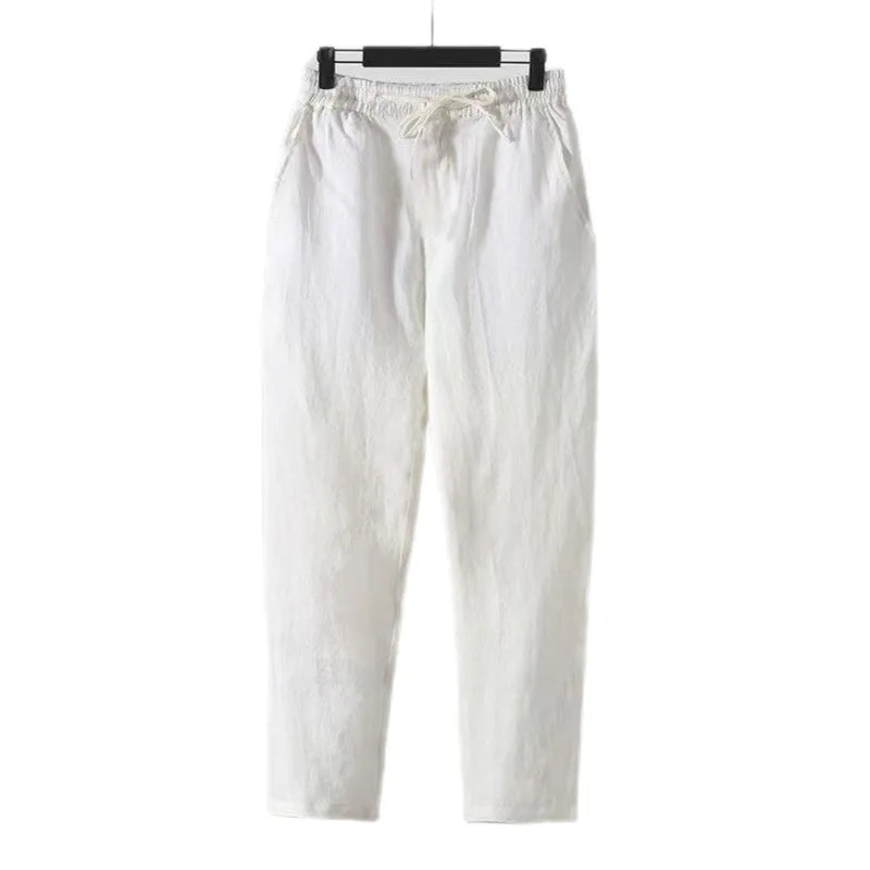 Fashion Solid Color Linen Pants Men Loose Cotton Hemp Men Casual Pants Men Summer Straight Pants Men Clothing