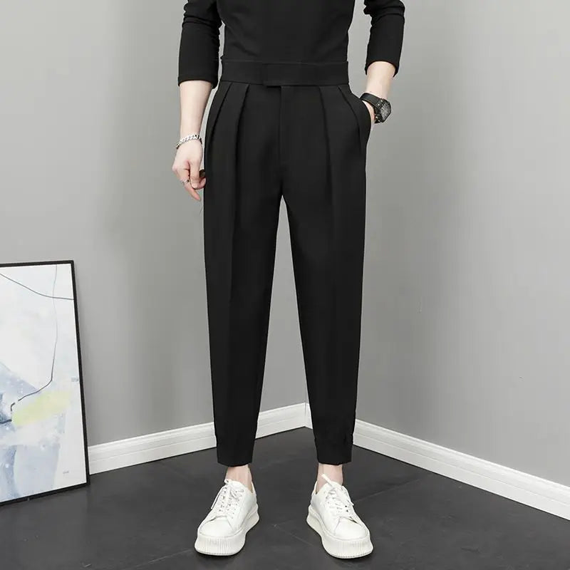Relaxed Fit Pleated Pants - High Waist Streetwear