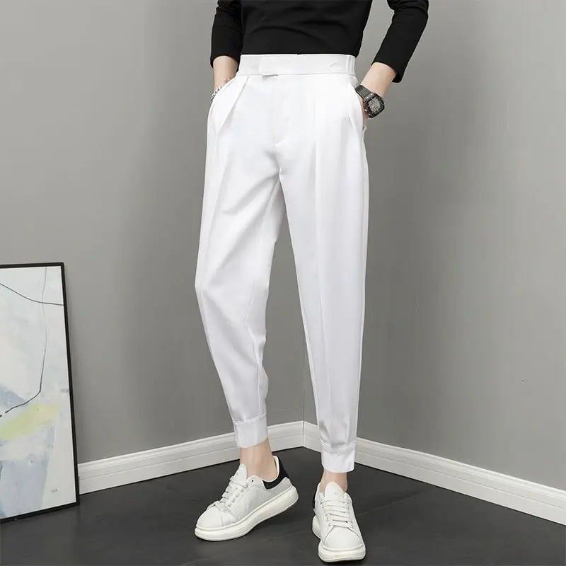Relaxed Fit Pleated Pants - High Waist Streetwear