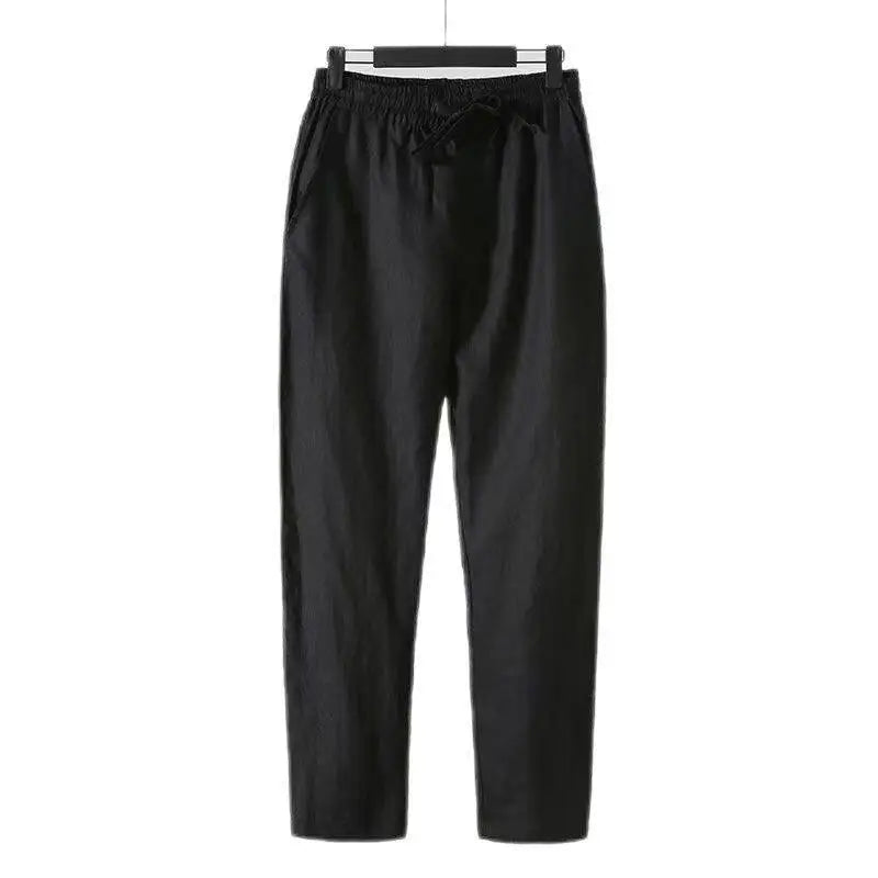 Fashion Solid Color Linen Pants Men Loose Cotton Hemp Men Casual Pants Men Summer Straight Pants Men Clothing