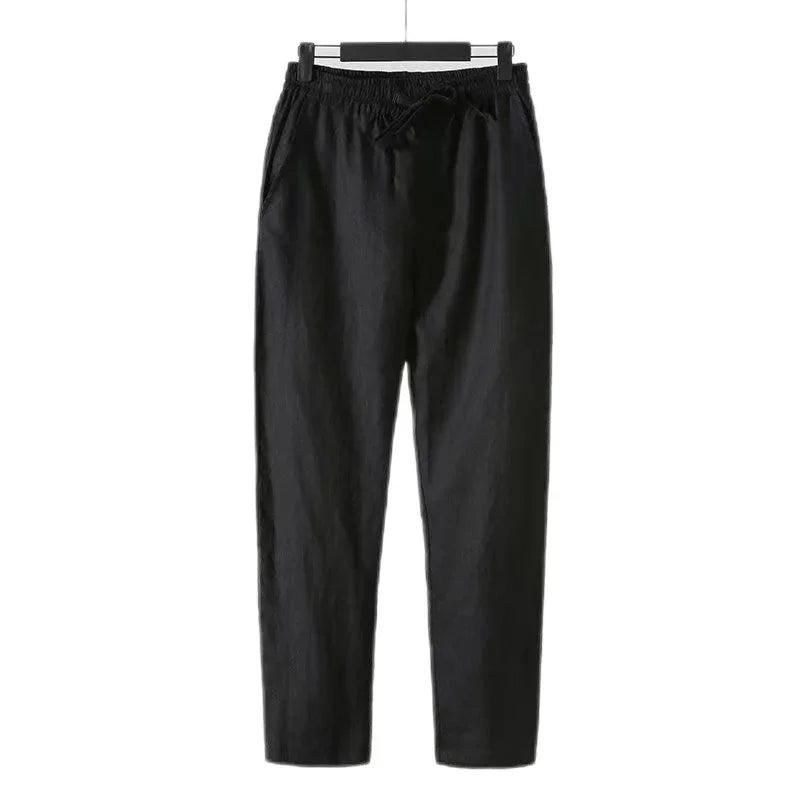 Fashion Solid Color Linen Pants Men Loose Cotton Hemp Men Casual Pants Men Summer Straight Pants Men Clothing