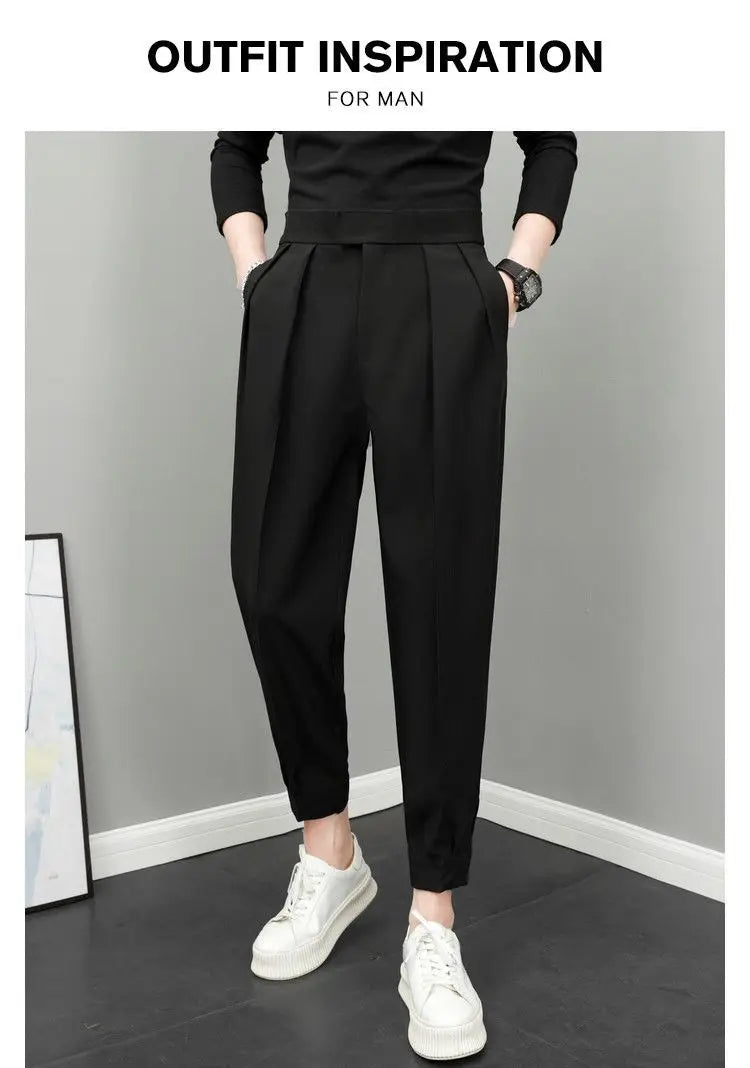 Relaxed Fit Pleated Pants - High Waist Streetwear