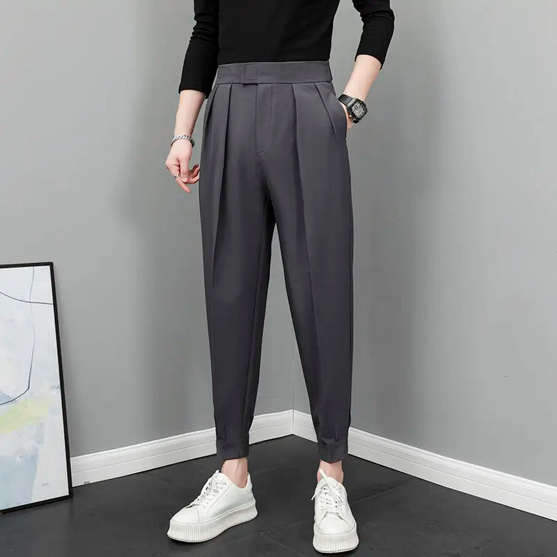 Relaxed Fit Pleated Pants - High Waist Streetwear