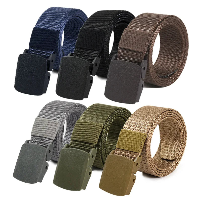 1pc Men's Canvas Belt Plastic Buckle Metal-Free Nylon Tactical Waist Belt Women's Belt Outdoor Hiking Webbing Belt Neutral Belts